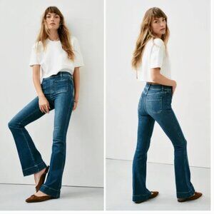 SPANX Patch Pocket Flare Jeans Dark Blue Size XL